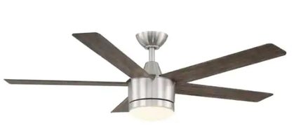 Home Decorators Collection Merwry 52 INCH LED Indoor Nickel Ceiling Fan