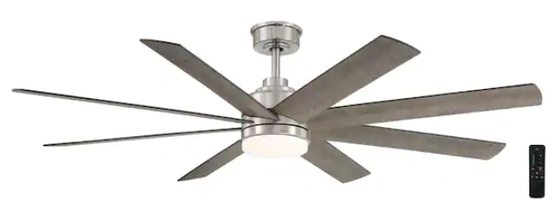 Home Decorators Collection Celene 62 in. Integrated LED Indoor/Outdoor Brushed Nickel Ceiling Fan