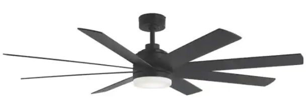 Home Decorators Collection Celene 62 In. LED Indoor/Outdoor Matte Black Ceiling Fan