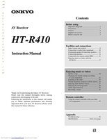 Onkyo HTR410 Audio/Video Receiver Operating Manual