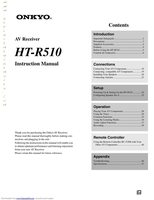 Onkyo HTR510 Audio/Video Receiver Operating Manual