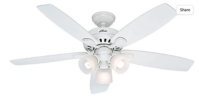 Hunter Highbury 52 in Indoor White Ceiling Fan