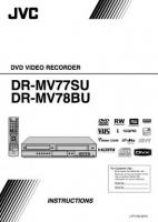 JVC DRMV77SU DRMV78BU DVD/VCR Combo Player Operating Manual