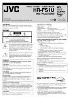 JVC HRFS1U VCR Operating Manual