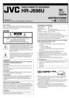 JVC HRJ698U VCR Operating Manual