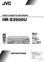 JVC HRS3500U VCR Operating Manual