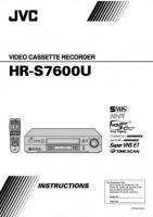 JVC HRS7600U VCR Operating Manual