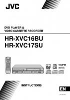 JVC HRXVC16BU HRXVC17SU HRXVC38BU DVD/VCR Combo Player Operating Manual