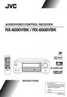 JVC RX6000V RX6000VBK RX6008V Audio/Video Receiver Operating Manual