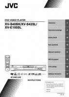 JVC XVE100SL XVS40BK XVS42SL DVD Player Operating Manual