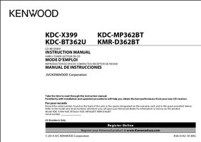 Kenwood KDCBT362U KDCMP362BT KDCX399 Car Audio System Operating Manual