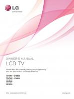LG 32LH250HOM TV Operating Manuals LG 32LH250HOM TV Operating Manuals