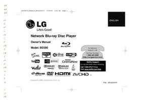 LG BD390 Blu-Ray DVD Player Operating Manual
