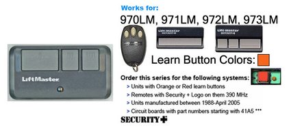 LiftMaster 893MAX 3-Button Visor 315 MHz or 390 MHz Garage Door Opener Remote Control