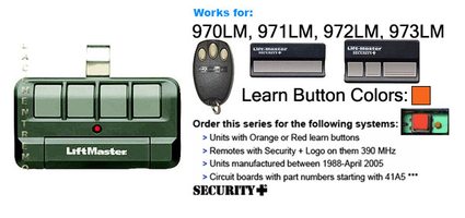 LiftMaster 894LT Four Button Rolling Code Garage Door Opener Remote Control