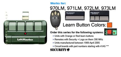 LiftMaster 894LT Four Button Rolling Code Garage Door Opener Remote Control