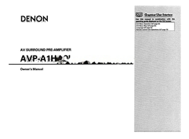 Denon AVP-A1HDCI (132 pages) Audio/Video Receiver Operating Manual