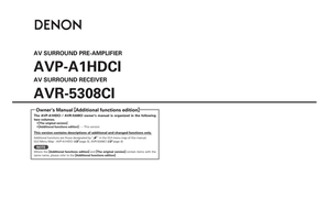 Denon AVP-A1HDCI AVR-5308CI (20 pages) Audio/Video Receiver Operating Manual