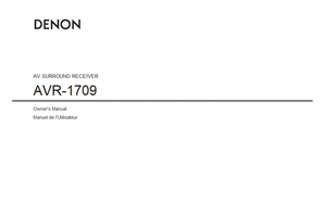 Denon AVR-1709 (72 pages) Audio/Video Receiver Operating Manual