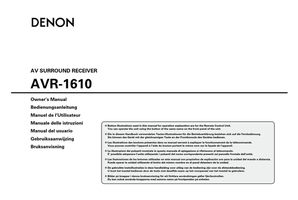 Denon AVR-1610 (72 pages) Audio/Video Receiver Operating Manual