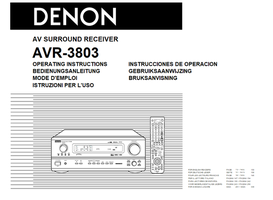 Denon AVR-3803 (339 pages) Audio/Video Receiver Operating Manual
