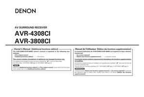Denon AVR-4308CI AVR-3808CI (22 pages) Audio/Video Receiver Operating Manual