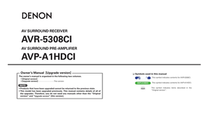 Denon AVR-5308CI AVP-A1HDCI (87 pages) Audio/Video Receiver Operating Manual