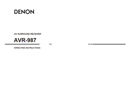 Denon AVR-987 (80 pages) Audio/Video Receiver Operating Manual