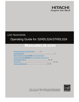 Hitachi 37HDL52A (53 pages) TV Operating Manual
