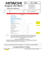 Hitachi 0208 42HDX62 DW1-U 42HDT52 42HDS52 (140 pages) TV Service Manual