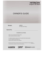 Hitachi 43D33 OG48C609132016 OG43D3305052020 (31 pages) TV Operating Manual