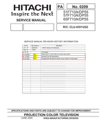 Hitachi 05 06 SM00001 51F710A DP55 57F710A 65F710A (187 pages) TV Service Manual