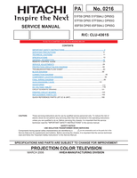 Hitachi DP65 DP65G 06 SM00001 SM00002 (183 pages) TV Service Manual