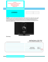 Hitachi L55S603 1080p60 (78 pages) TV Service Manual