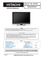 Hitachi 0075E LE40TF07A (41 pages) TV Service Manual