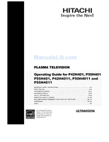 Hitachi P50H401 P55H401 P42H4011 P50H4011 P55H4011 65-128 129-137 (77 pages) TV Operating Manual