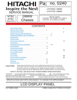 Hitachi SM00001 SM00002 UT47X902 UT47V702 (96 pages) TV Service Manual