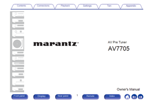 Marantz AV7705 (364 pages) Audio/Video Receiver Operating Manual