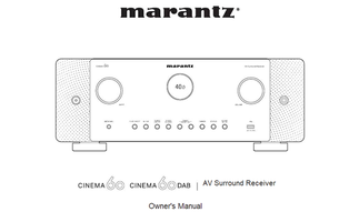 Marantz CINEMA 60 (308 pages) Audio/Video Receiver Operating Manual