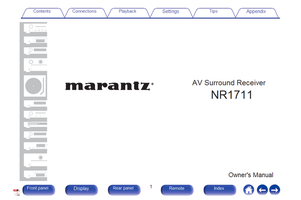 Marantz NR1711 (310 pages) Audio/Video Receiver Operating Manual