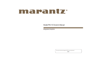 Marantz PM10s1 (32 pages) Amplifier Operating Manual