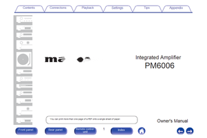 Marantz PM6006 (49 pages) Amplifier Operating Manuals Marantz PM6006 (49 pages) Amplifier Operating Manuals