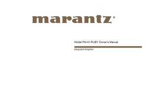 Marantz PMKI RUBY (32 pages) Amplifier Operating Manual
