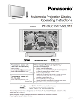 Panasonic PT-50LC13 PT-60LC13 LSQT0747 (80 pages) TV Operating Manual