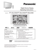 Panasonic PT-43LCX64 PT-50LCX64 PT-60LCX64 LSQT1031 (112 pages) TV Operating Manual