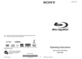 Sony BDP-S550 75 pages Blu-Ray DVD Player Operating Manual