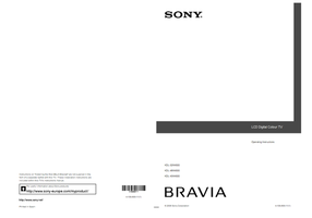 Sony KDL-52W4500 KDL-46W4500 KDL-40W4500 (55 pages) TV Operating Manual