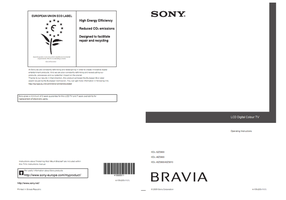 Sony KDL-52Z5800 KDL-46Z5800 KDL-40Z5800 40Z5810 (27 pages) TV Operating Manual