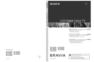Sony KDL-46S2510 KDL-46S2530 KDL-40S2510 KDL-40S2530 KDL-32S2510 (131 pages) TV Operating Manuals Sony KDL-46S2510 KDL-46S2530 KDL-40S2510 KDL-40S2530 KDL-32S2510 (131 pages) TV Operating Manuals