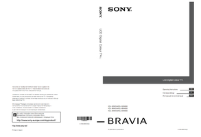 Sony KDL-52W47xx KDL-52W4500 KDL-46W47xx KDL-46W4500 KDL-40W47xx (179 pages) TV Operating Manual